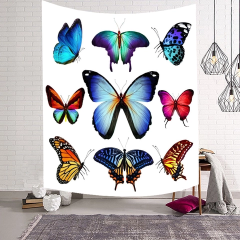 Butterfly Moon Phase Wall Hanging Tapestry 3D Print Polyester Aesthetic Bohemian Home Decor For Bedroom Living Room