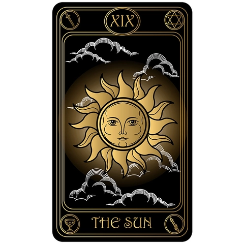 Mystical Tarot Card Wall Hanging Tapestry Black Gold Gothic Mysticism Sun Moon Star Star Skull Skeleton Tapestry For Bedroom Living Room Home Decor