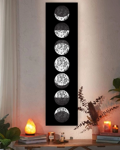 Modern Minimalist Moon Phase Tapestry Polyester Cotton Black White Wall Hanging Home Bedroom Living Room Decor Art