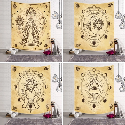 Wandbehang Polyester Himmlisch Sonne Mondphase Astrologie Mystisch Böhmisch Retro Vintage Gotisch Wohnkultur Aufhängen