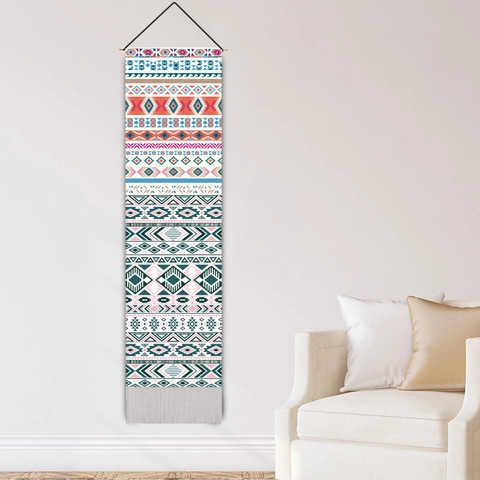 Boheems Wandtapijt Katoen Polyester Geometrisch Patroon Tribale Totem Houten Stok Kwastjes Noordse Etnische Stijl
