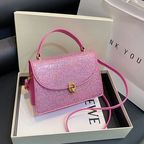Borsa A Mano Da Donna Con Paillettes Luccicanti Borsa A Tracolla Con Chiusura Dorata Manico Per Feste Moda Chic