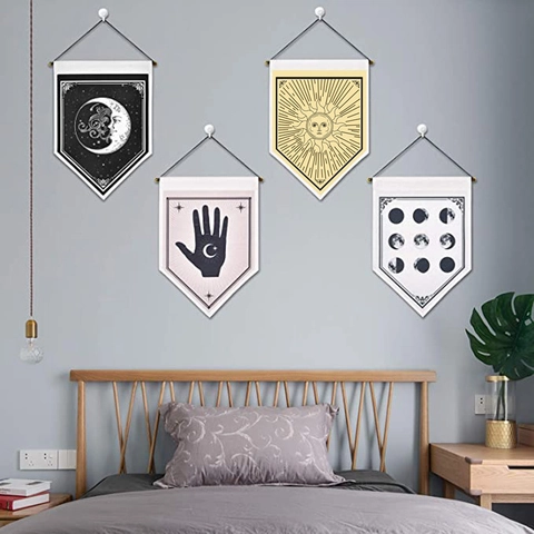 Bandiera Sospesa Celeste Bohemien Sole Luna Fase Mistico Arazzo Per Casa Camera Da Letto Soggiorno Parete Decorazione
