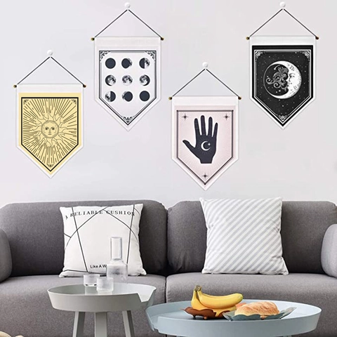 Bandiera Sospesa Celeste Bohemien Sole Luna Fase Mistico Arazzo Per Casa Camera Da Letto Soggiorno Parete Decorazione