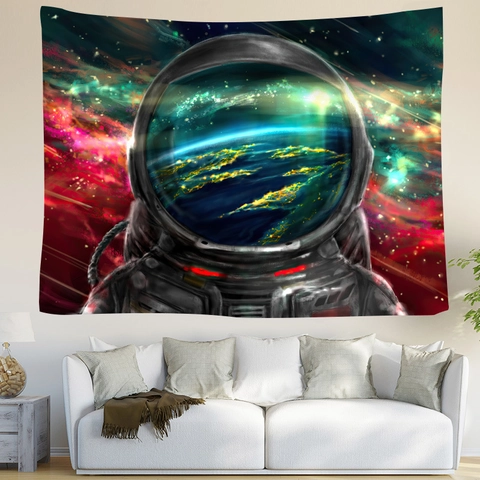 Astronaut Space Galaxy Starry Sky Tapestry Polyester Wall Hanging Decorative Tapestry For Bedroom Living Room Universe Landscape Art Wall Decor
