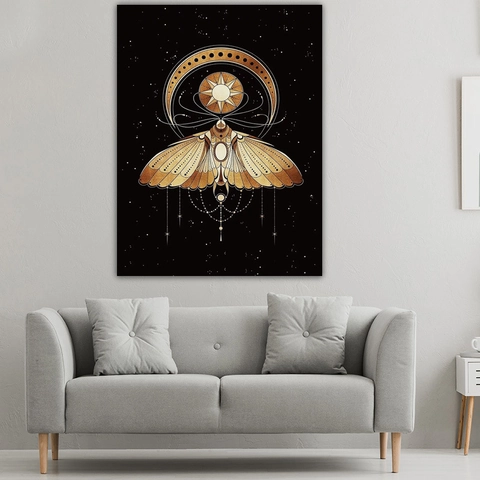 Nordic Abstract Art Moon Moth Tapestry Modern Home Decor Astrology Celestial Female Figure Wall Hanging Brushed Fabric