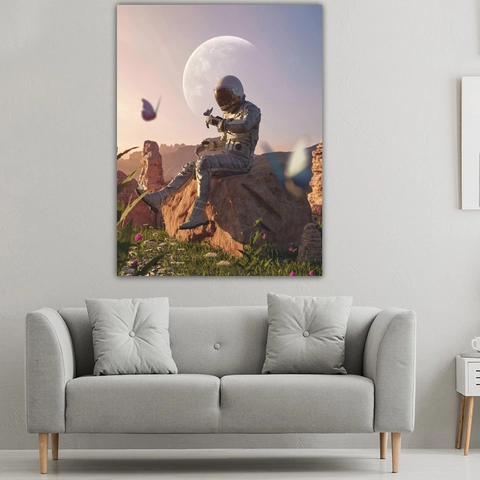 Astronaut Tapestry Wall Hanging Polyester Brushed Fabric Sci-Fi Moon Sunflower Aesthetic Home Decor Bedroom Living Room