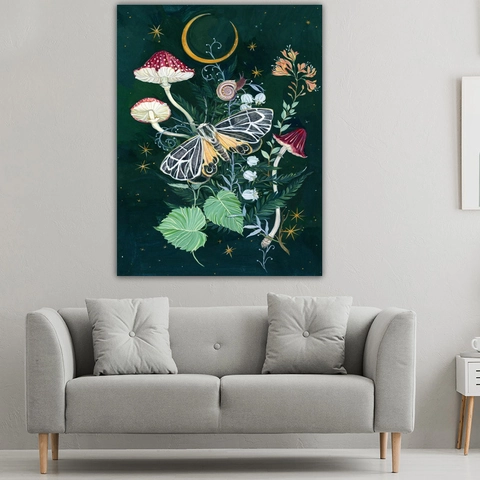 Arazzo Da Parete Farfalla Fungo Vintage Decorazione Estetica Botanica Falena Fiori Arte Mistica Poliestere