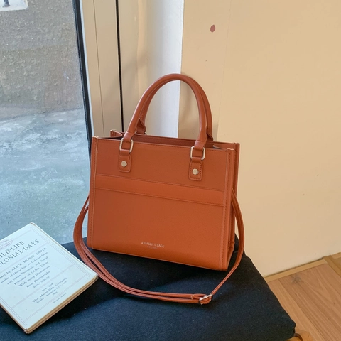 Women PU Leather Crossbody Bag Lychee Texture Top Handle Handbag Small Square Tote Retro Minimalist Fashion Bag