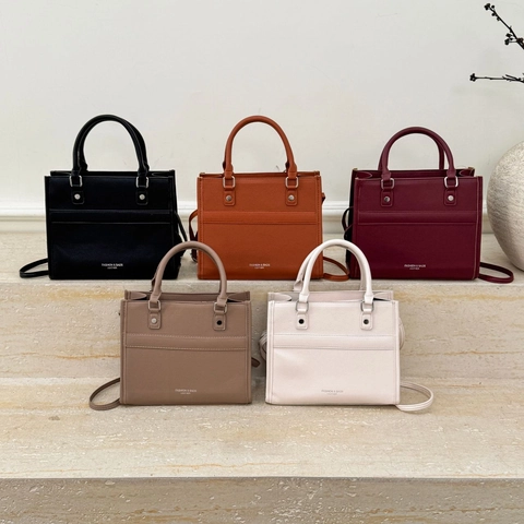 Women PU Leather Crossbody Bag Lychee Texture Top Handle Handbag Small Square Tote Retro Minimalist Fashion Bag