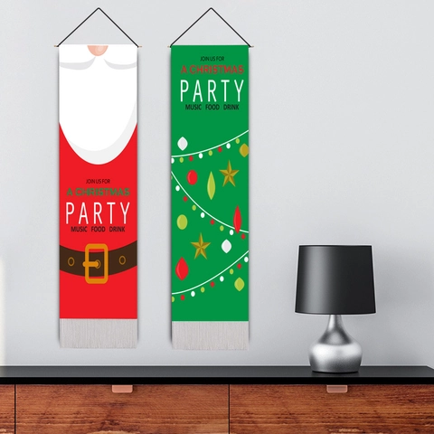 Weihnachtsfeier Deko Wandteppich Banner Mit Quaste Polyester Baumwolle Vertikale Wandkunst Für Schlafzimmer Wohnzimmer Festliche Deko