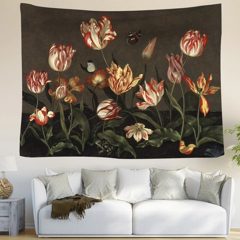 Arazzo Da Parete Botanico Estetico In Poliestere Motivo Floreale Giungla Vintage Decorazione Casa Sfondo