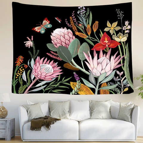 Arazzo Da Parete Botanico Estetico In Poliestere Motivo Floreale Giungla Vintage Decorazione Casa Sfondo