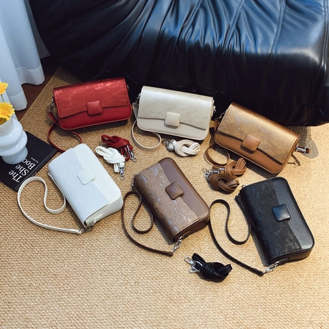 Women Minimalist PU Leather Crossbody Bag Fashion Spliced Textured Small Square Tofu Bag With Adjustable Strap Commuting Shoulder Bag