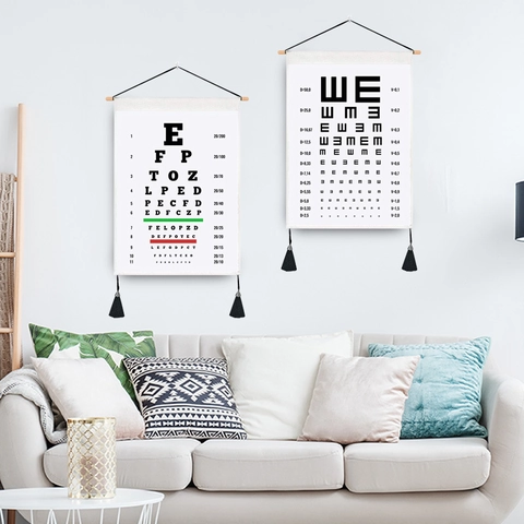 Oogkaart Wandkleed Tapestry Katoen Polyester Canvas Met Houten Roe En Kwastjes Woondecoratie Snellen Landolt C