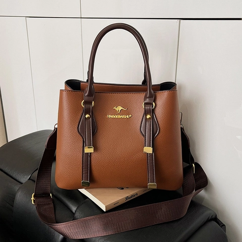 Borsa Tote Da Donna In Pelle PU Grande Capacità Borsa A Tracolla Motivo Litchi Tracolla Larga Borsa Per Pendolari Alla Moda
