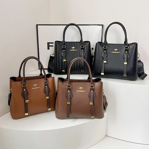 Borsa Tote Da Donna In Pelle PU Grande Capacità Borsa A Tracolla Motivo Litchi Tracolla Larga Borsa Per Pendolari Alla Moda