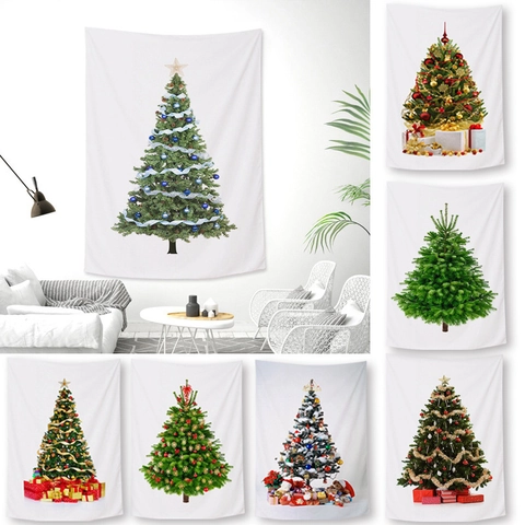 Tapisserie Sapin De Noël Impression 3D Fond Polyester Pour Chambre Salon Décoration De Fête Style Nordique
