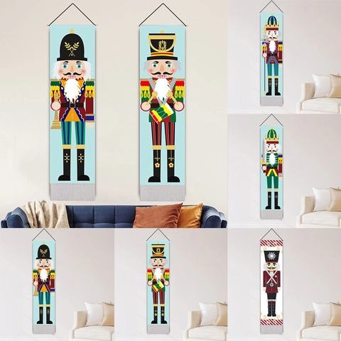 Weihnachten Nussknacker Soldat Wandbehang Banner Polyester Baumwolle Dekorative Wandteppich Mit Quasten Für Wohnzimmer Deko