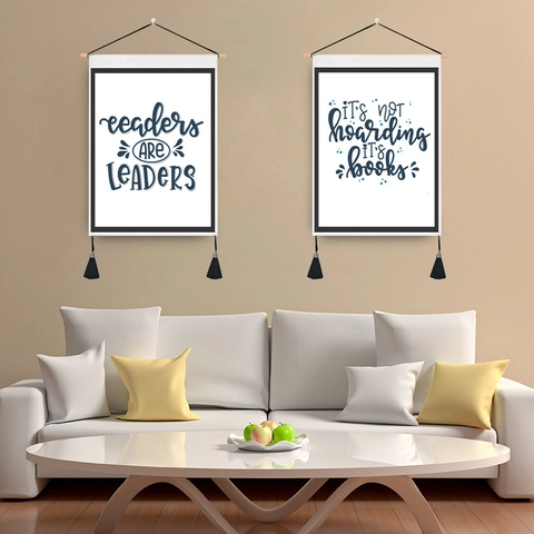 Inspirational English Slogans Wall Hanging Tapestry With Wood Rod And Tassels Polyester Cotton Scroll Art Poster For Library Office Home Decor