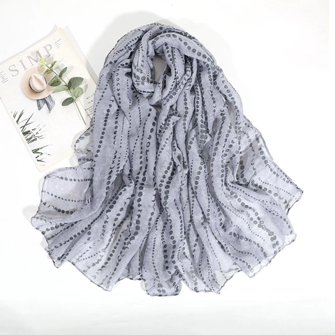 Women Fashion Polka Dot Print Bali Yarn Scarf Soft Elegant Long Shawl Wrap For Sun Protection And Daily Outfits Accessory