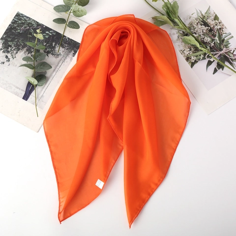 Solid Color Chiffon Square Scarf For Women Thin Breathable Headscarf Decorative Necktie Ribbon Elegant Lightweight Fashion Accessory