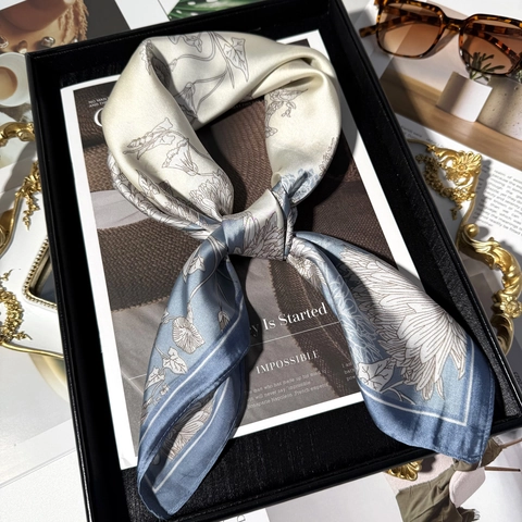 Foulard Quadrato In Raso Con Stampa Floreale Elegante Sciarpa Effetto Raso Da Donna Bandana Decorativa Accessorio Di Moda