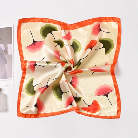 Women Satin Square Scarf Elegant Print Head Scarf Neckerchief Hair Band Fashion Accessories For Office Daily Party