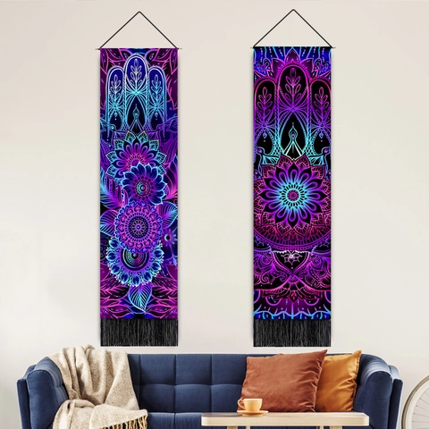 Mandala Hamsa Hand Wandteppich Aus Polyester Baumwolle Dekorative Rolle Mit Quasten Im Böhmischen Stil Für Zuhause