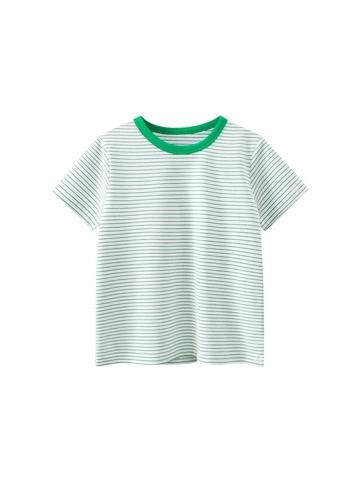 Boys Summer Striped Short Sleeve T-Shirt Lycra Cotton Round Neck Breathable Casual Striped Top For Kids Baby Clothes