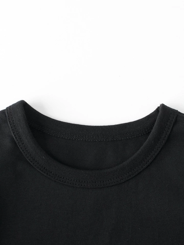 Maglietta Maniche Lunghe Bambino Cotone Stampa Auto Cartoni Maniche Righe Casual Nero Girocollo Top Kids