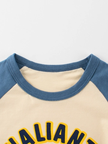 T-Shirt Bambino 100% Cotone Maniche Corte Raglan Cartone Animato Dinosauro Stampa Casual Estate Bambini Top Girocollo Morbido