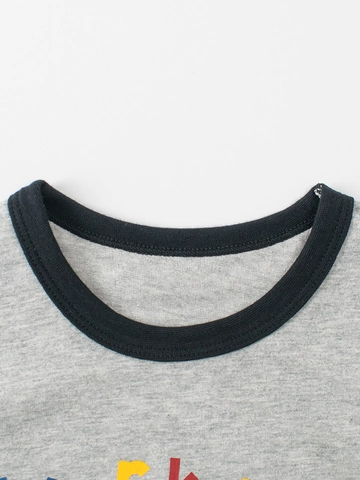 Maglietta A Maniche Lunghe Per Bambini In Cotone Stile A Strati Maniche A Righe Stampa Veicoli Da Cantiere Casual