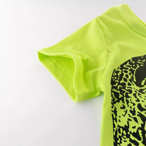 Kids Boys Short Sleeve Cotton T-Shirt Round Neck Breathable Tee With Cartoon Dinosaur Print Summer Casual Top For Children