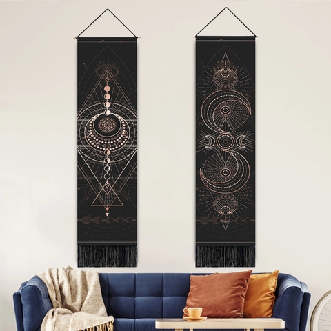 Tarot Wall Hanging Tapestry Polyester Cotton Long Astrology Moon Phases Celestial Art Mystic Boho Decor For Home Room
