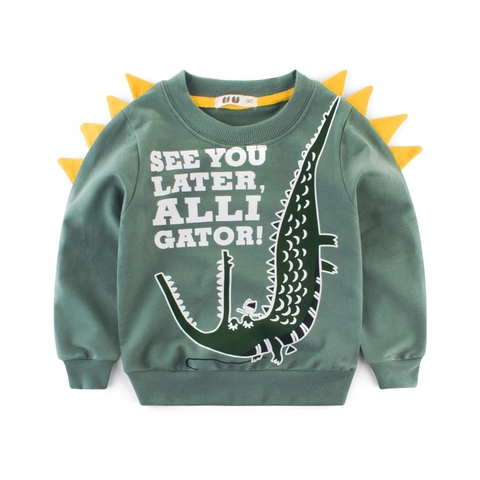 Felpa In Cotone Con Coccodrillo Cartone Animato Per Bambini Maglione A Maniche Lunghe Con Punte 3D Top Autunnale Casual