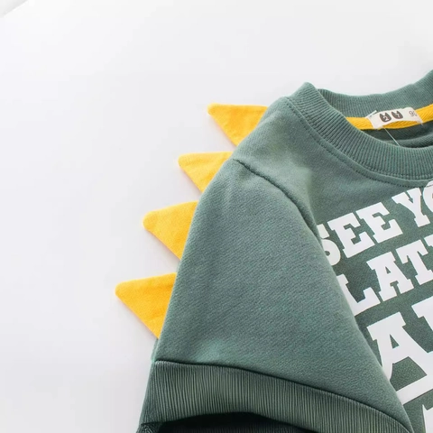 Felpa In Cotone Con Coccodrillo Cartone Animato Per Bambini Maglione A Maniche Lunghe Con Punte 3D Top Autunnale Casual
