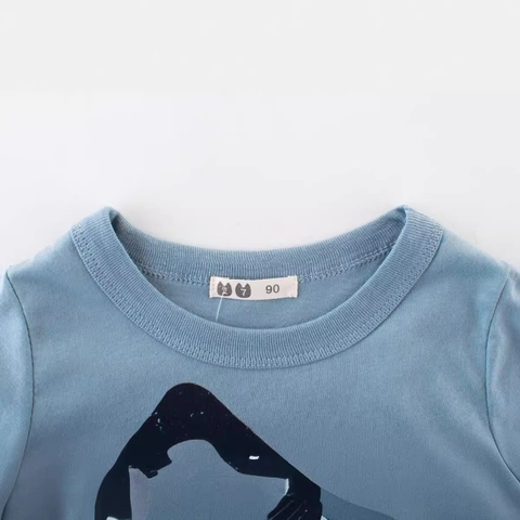 Maglietta Bambini Manica Corta 100 Per Cento Cotone Stampa Squalo Granchio Cartone Animato Girocollo Top Estivo Ragazzi Ragazze