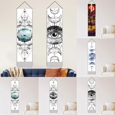 Fasi Lunari Occhio Mistico Arazzo Da Parete Cotone Poliestere Boho Goth Nappa Per Soggiorno Casa Decorazione