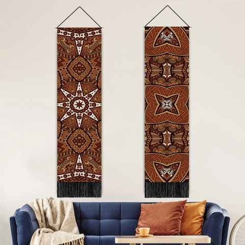 Mandala Hanging Tapestry Polyester Cotton Wall Decor Bohemian Tassel Long Vertical Art For Living Room Bedroom