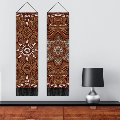 Mandala Hanging Tapestry Polyester Cotton Wall Decor Bohemian Tassel Long Vertical Art For Living Room Bedroom