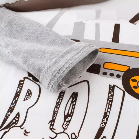 T-Shirt A Maniche Lunghe Da Ragazzo Cotone Maniche Raglan Stampa Trattore Cartone Animato Top Casual Primavera Autunno