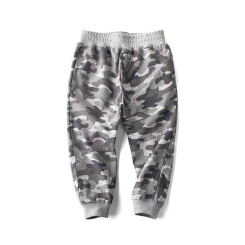 Jungen Camouflage Jogginghose Baumwolle Sportlich Lässige Hose Elastischer Bund Rippbündchen Grau Camo Für Kinder