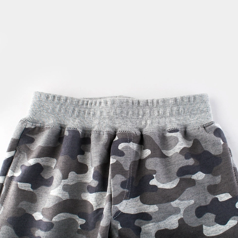 Jungen Camouflage Jogginghose Baumwolle Sportlich Lässige Hose Elastischer Bund Rippbündchen Grau Camo Für Kinder