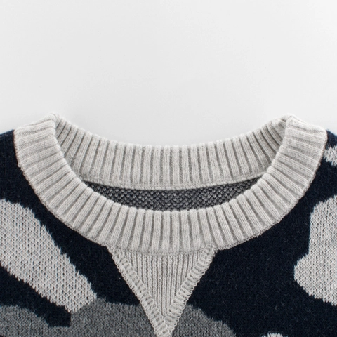 Pull En Tricot De Coton Pour Enfants Camouflage Col Rond Manches Longues Style Coréen Tendance