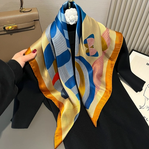 Satijnen Vierkante Sjaal Halstuch Imitatie Satijn Pony Paard Print Mode Veelzijdige Decoratieve Hoofddoek Voor Dames