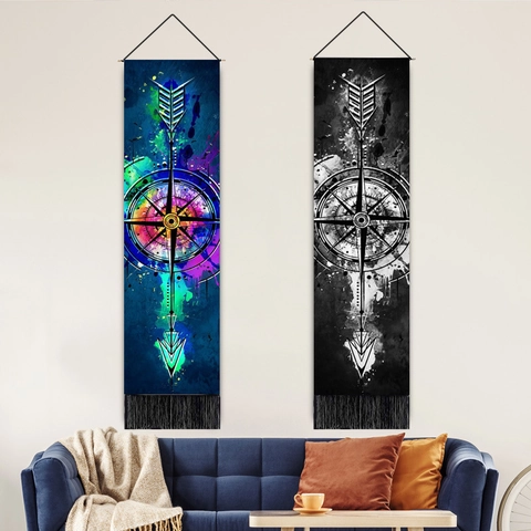 Tapiz De Pared Serpiente Fase Lunar Rosa Algodón Lino Rollo Largo Colgante Con Borlas Barra De Madera Decoración Boho