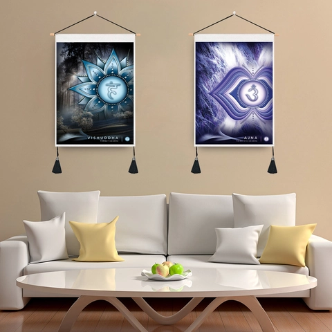 Nordic Style Chakra Mandala Wall Scroll Tapestry With Wooden Pole And Tassels Meditation Yoga Room Home Decor Wall Hanging
