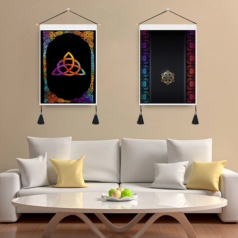 Neon Tapestry Wall Hanging Polyester Cotton With Wooden Rod And Tassels Moon Star Flamingo Mandala Home Decor