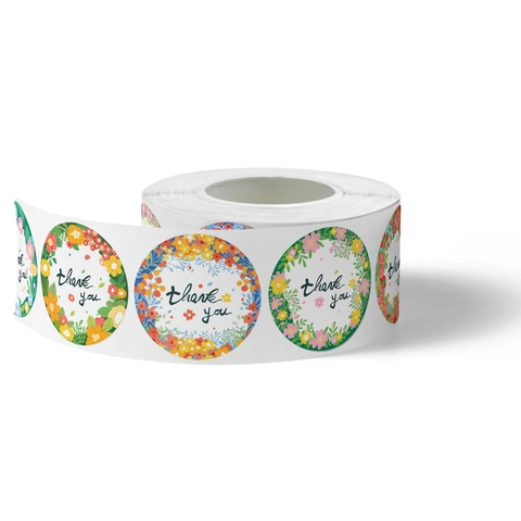 Autocollants De Remerciement Floraux Étiquettes En Papier Adhésif Rond Pour Mariage Anniversaire Fête Emballage Cadeau Scellage Enveloppe